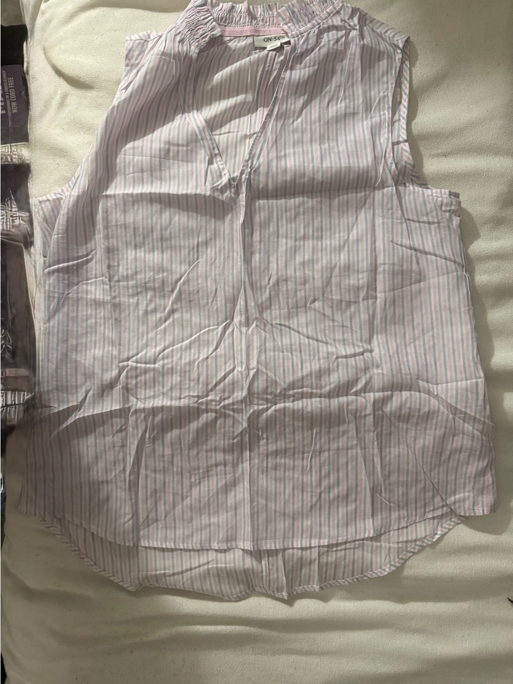 On/On sleeveless pink striped blouse